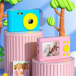 kids color camera, 2.4 inch 1200 w mini children camera with flash, lighting, taking photos, recording, listening to music+32g memory card