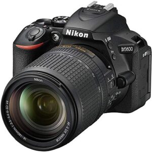 Nikon D5600 DSLR Camera with 18-140mm Lens (1577) + Nikon 70-300mm Lens + 4K Monitor + Pro Headphones + Pro Mic + 2 x 64GB Memory Card + Case + Corel Photo Software + Pro Tripod + More (Renewed)