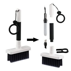 soft brush keyboard cleaner, computer cleaning tool kit, 7 in 1 multipurpose corner slit duster keycap puller and soft microfiber brush for bluetooth headset lego airpods laptop camera lens (black)