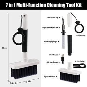 Soft Brush Keyboard Cleaner, Computer Cleaning Tool Kit, 7 in 1 Multipurpose Corner Slit Duster Keycap Puller and Soft Microfiber Brush for Bluetooth Headset Lego Airpods Laptop Camera Lens (Black)