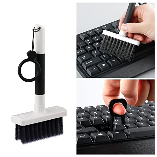 Soft Brush Keyboard Cleaner, Computer Cleaning Tool Kit, 7 in 1 Multipurpose Corner Slit Duster Keycap Puller and Soft Microfiber Brush for Bluetooth Headset Lego Airpods Laptop Camera Lens (Black)