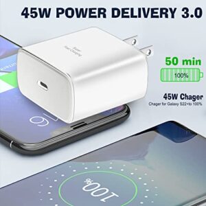 45W Super Fast Charger Type C,Samsung Fast Charger for iPhone 14/14 Pro/14 Pro Max/Samsung Galaxy S22 Ultra/S22+/S22/S21 Ultra/S21 Plus/S21/S20
