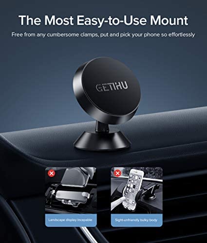 GETIHU Phone Holder for Car, 360° Dashboard Car Phone Mount, Universal Magnetic Cell Phone Car Holder GPS, Compatible with iPhone 13 12 Pro X 8 Plus Samsung Galaxy Note 9 S10 Huawei Xiaomi OnePlus Etc