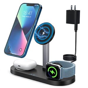 magnetic wireless charging station, bototek wireless charger 3 in 1, 15w fast charger stand + 20w usb c power adapter, for iphone 13,12 pro max/pro/mini, iwatch 7/6/se/5/4/3/2,airpods 2/pro/3
