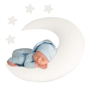 M&G House Newborn Photography Accessories Pillow Newborn Photography Outfits Girl Boy Half Moon Pillow Crescent Star Pillows Basket Photo Prop Baby Photoshoot Props Studio Set(White)