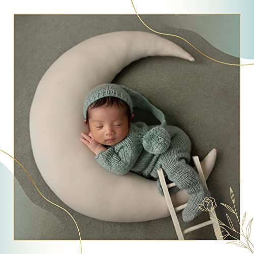 M&G House Newborn Photography Accessories Pillow Newborn Photography Outfits Girl Boy Half Moon Pillow Crescent Star Pillows Basket Photo Prop Baby Photoshoot Props Studio Set(White)