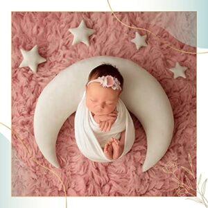 M&G House Newborn Photography Accessories Pillow Newborn Photography Outfits Girl Boy Half Moon Pillow Crescent Star Pillows Basket Photo Prop Baby Photoshoot Props Studio Set(White)
