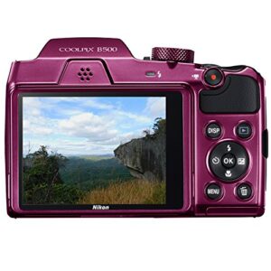 Nikon COOLPIX B500 16MP 40x Optical Zoom Digital Camera w/Wi-Fi (Plum) - (Renewed)