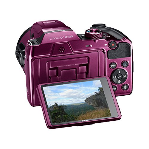 Nikon COOLPIX B500 16MP 40x Optical Zoom Digital Camera w/Wi-Fi (Plum) - (Renewed)