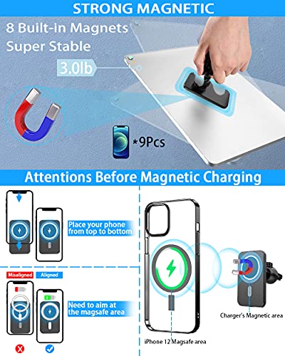 15W Magnetic Wireless Car Charger for iPhone 14/13/12/12 Pro/Pro Max/Mag-Safe Case, Qi Fast Charging Mag-Safe Car Charger Mount, Dashboard Air Vent Car Phone Holder Charger for iPhone 14/13/12 Series