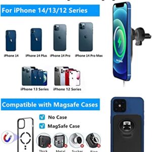 15W Magnetic Wireless Car Charger for iPhone 14/13/12/12 Pro/Pro Max/Mag-Safe Case, Qi Fast Charging Mag-Safe Car Charger Mount, Dashboard Air Vent Car Phone Holder Charger for iPhone 14/13/12 Series