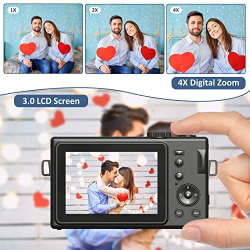 Kids Digital Camera, FHD 1080P 24MP Compact Camera, 1500mah Rechargeable Camera 3.0 inch Screen Photography Camera, Portable Camera for Children, Beginners, Boys & Girls