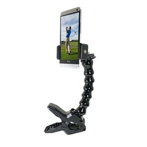 golf gadgets® – swing recording system | large device holder (phablet) with jaws clamp & gooseneck mount. compatible large devices like iphone 6/7 plus, samsung galaxy note, etc.