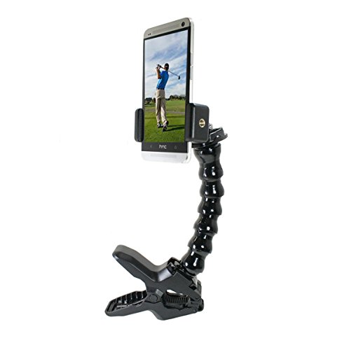 Golf Gadgets® - Swing Recording System | Large Device Holder (PHABLET) with Jaws Clamp & Gooseneck Mount. Compatible Large Devices Like iPhone 6/7 Plus, Samsung Galaxy Note, etc.