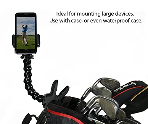 Golf Gadgets® - Swing Recording System | Large Device Holder (PHABLET) with Jaws Clamp & Gooseneck Mount. Compatible Large Devices Like iPhone 6/7 Plus, Samsung Galaxy Note, etc.
