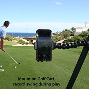 Golf Gadgets® - Swing Recording System | Large Device Holder (PHABLET) with Jaws Clamp & Gooseneck Mount. Compatible Large Devices Like iPhone 6/7 Plus, Samsung Galaxy Note, etc.