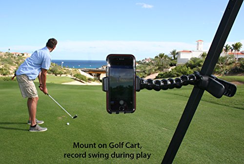 Golf Gadgets® - Swing Recording System | Large Device Holder (PHABLET) with Jaws Clamp & Gooseneck Mount. Compatible Large Devices Like iPhone 6/7 Plus, Samsung Galaxy Note, etc.