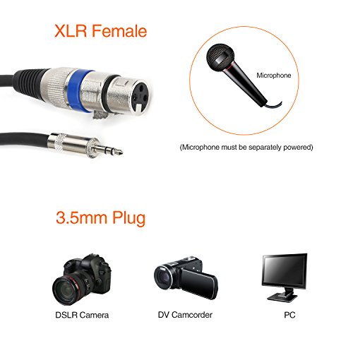 Disino XLR to 3.5mm (1/8 inch) Stereo Microphone Cable for Camcorders, DSLR Cameras, Computer Recording Device and More - 5ft