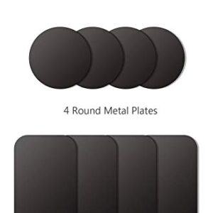 WixGear Metal Plates (8 Pack) with Adhesive for Magnetic Cradle-Less Mount - 4 Rectangle and 4 Round (Compatible with Magnetic Mounts) (Black)