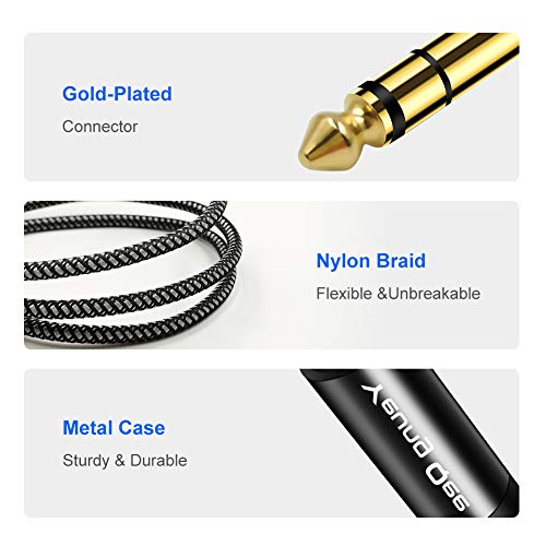 3.5mm to 6.35mm Stereo Audio Cable 20 ft,Yeung Qee 1/4 to 1/8 Audio Cable,3.5mm Male to 6.35mm Male TRS Nylon Braid Cable Compatible for iPod, Laptop,Home Theater Devices, and Amplifiers (20FT/6M)