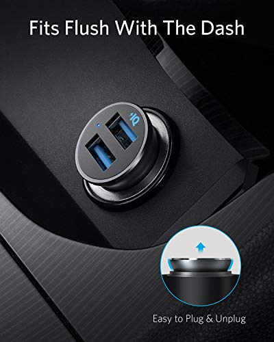 Anker Car Charger, Mini Aluminum Alloy 24W Dual USB Car Charger with Elite Dual Port 24W Wall Charger