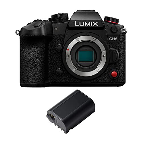 Panasonic LUMIX GH6 Mirrorless Camera Body with Panasonic DMW-BLK22 7.4V 3050mAh Lithium-ion Battery Pack for LUMIX S5, GH5, G9, GH5s Bundle (2 Items)