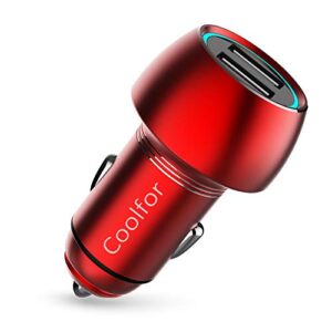 usb car charger,coolfor 36w dual fast car charger adapter compatible with iphone 11/xs/xs max/xr/x/8/7/6/5,ipad pro/air/mini/,samsung galaxy s10/s9/s9+/s8/s7,note 9/note8,lg,pixel and more,red
