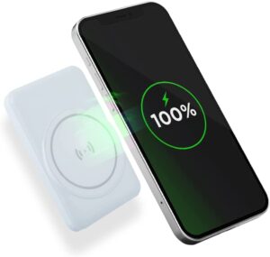ijoy magnetic power bank- 5000 mah portable charger power bank compatible with magsafe– wireless charger with lightning/usb/usb c ports- wireless charger power bank and magnetic battery pack