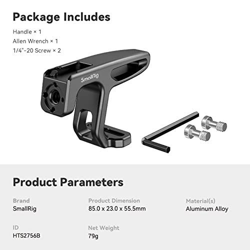 SMALLRIG Mini Top Handle for Lightweight Vlogging Cameras with 1/4"-20 Screws - HTS2756 SMALRIG Mini Top Handle for Lightweight Vlogging Cameras with 1/4"-20 Screws - HTS2756