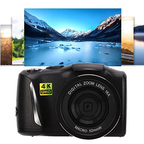 ASHATA 4K Digital Camera,48MP, 4K 3.2inch IPS Screen Video Camera, 16X Zoom Portable Vlogging Camera,with 1500mAh Rechargeable Battery,Nice Gift