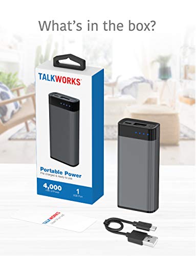 TALK WORKS Portable Charger - Fast Charging Power Bank Compatible with iPhone 13/Pro/Pro Max, 14/Plus/Pro/Pro Max, 12, 11, XR, XS, X, 8, 7, 6, SE, iPad, Android - External Cell Phone Backup (Grey)