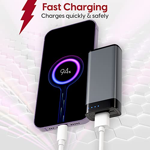 TALK WORKS Portable Charger - Fast Charging Power Bank Compatible with iPhone 13/Pro/Pro Max, 14/Plus/Pro/Pro Max, 12, 11, XR, XS, X, 8, 7, 6, SE, iPad, Android - External Cell Phone Backup (Grey)