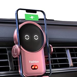 Wireless Car Charger iPhone with Vent Clip,15W Fast Charging Kharly Car Phone Charger Holder,Smart Sensor Auto-Clamping Fashion Phone Holder Mount for Car for iPhone 14 Pro/13 Samsung etc