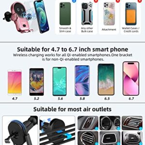 Wireless Car Charger iPhone with Vent Clip,15W Fast Charging Kharly Car Phone Charger Holder,Smart Sensor Auto-Clamping Fashion Phone Holder Mount for Car for iPhone 14 Pro/13 Samsung etc