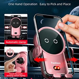 Wireless Car Charger iPhone with Vent Clip,15W Fast Charging Kharly Car Phone Charger Holder,Smart Sensor Auto-Clamping Fashion Phone Holder Mount for Car for iPhone 14 Pro/13 Samsung etc