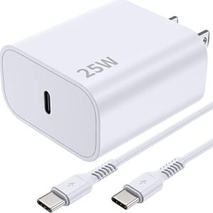ipad pro charger cord 25w usb-c fast charger type c charger block usbc wall charger for apple ipad air 4/5th, ipad pro 12.9/11 inch, new ipad mini 6 charger with 6ft usb-c to usb-c charging cable