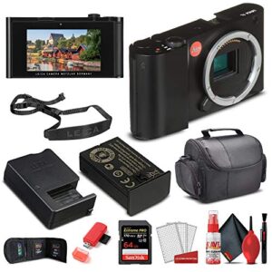 leica tl mirrorless digital camera (black) (18146) + 64gb extreme pro card + card reader + case + cleaning set + memory wallet – starter bundle