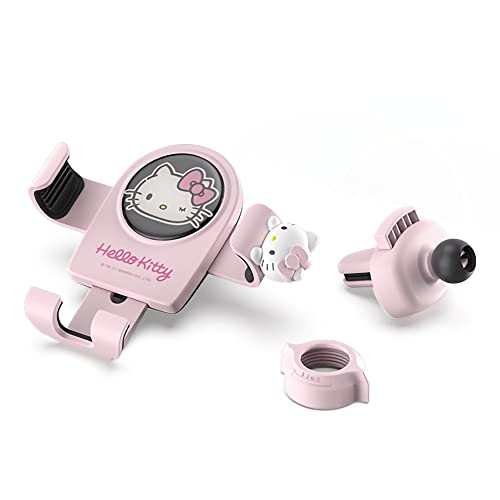 MicroMall Kawaii Hello Kitty Pink Air Vent Car Mount, Hands Free Cell Phone Holder for Car, Clamp Cradle, Compatible with All iPhone Android Smartphone