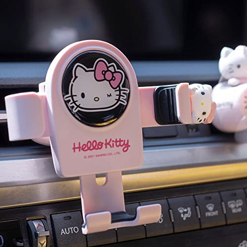 MicroMall Kawaii Hello Kitty Pink Air Vent Car Mount, Hands Free Cell Phone Holder for Car, Clamp Cradle, Compatible with All iPhone Android Smartphone