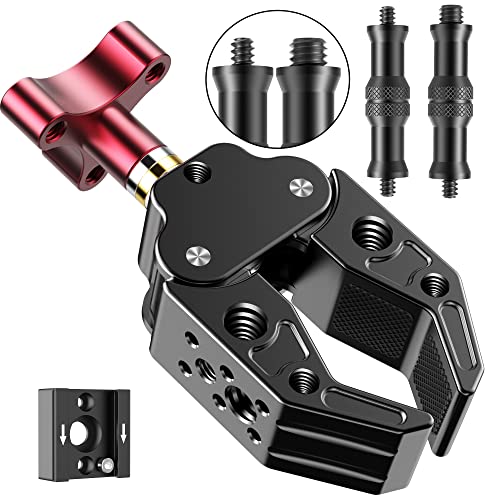 Super Clamp with 1/4&3/8 Standard Stud for Photo Video Studio, Photography Camera Crab Clamp for Camera, Lighting,DSLR Camera Rig, LED Lights, Flash Light, LCD Field Monitor,Mic