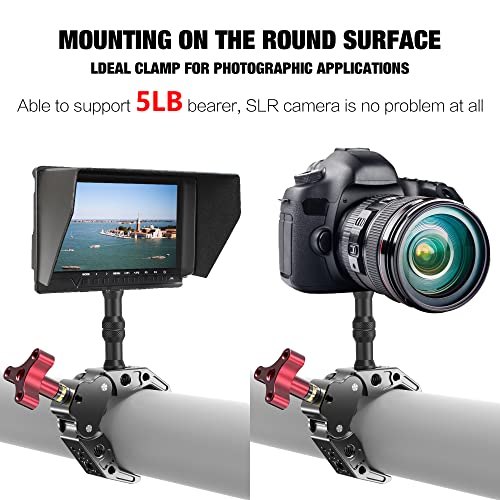 Super Clamp with 1/4&3/8 Standard Stud for Photo Video Studio, Photography Camera Crab Clamp for Camera, Lighting,DSLR Camera Rig, LED Lights, Flash Light, LCD Field Monitor,Mic