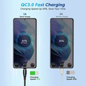 ODDADD Magnetic Charging Cable 3A Fast Charging[3Pack-10ft/10ft/10ft], 360° Rotating Magnetic Phone Charger Data Sync, Compatible with Micro USB, Type C, iProduct Devices