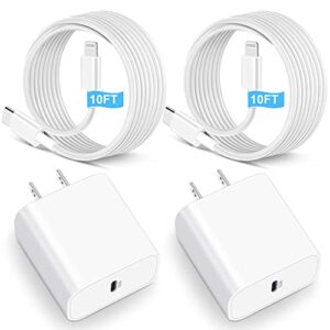iphone 14 13 12 11 fast charger 10 ft [apple mfi certified], 10ft long lightning cable cord with 20w rapid usb c wall charger block quick speed charging for iphone 14/plus/pro max, 13/12/11/xs/xr/ipad