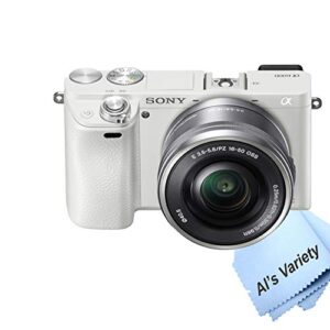 Sony Alpha a6000 (White) Mirrorless Digital Camera with 16-50mm Lens + 32GB Card, Tripod, Case, and More (18pc Bundle) (Renewed)