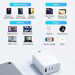 USB C Wall Charger, 65W 3-Port GaN Charger, PPS PD3.0 Fast Charging Block Foldable, Hurple 65W USB C Charger for MacBook Air Pro, iPhone 13, Galaxy S22, Note 20, iPad Pro, Airpods, Watch and More