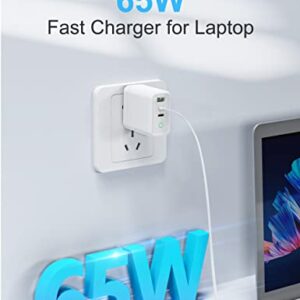 USB C Wall Charger, 65W 3-Port GaN Charger, PPS PD3.0 Fast Charging Block Foldable, Hurple 65W USB C Charger for MacBook Air Pro, iPhone 13, Galaxy S22, Note 20, iPad Pro, Airpods, Watch and More