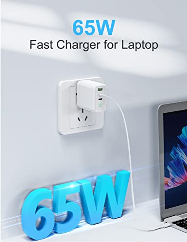 USB C Wall Charger, 65W 3-Port GaN Charger, PPS PD3.0 Fast Charging Block Foldable, Hurple 65W USB C Charger for MacBook Air Pro, iPhone 13, Galaxy S22, Note 20, iPad Pro, Airpods, Watch and More