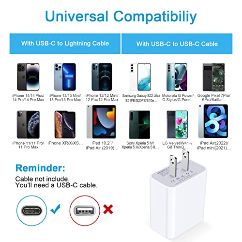 USB-C Charger for iPhone, 20W Fast PD Charger Power Adapter, USB C Plug Block Brick Box Compatible for iPhone SE/14/13/12/11 Pro Max XS X 8,Airpods Pro,MacBook,iPad Pro/Air/Mini,Samsung Galaxy S22 S21
