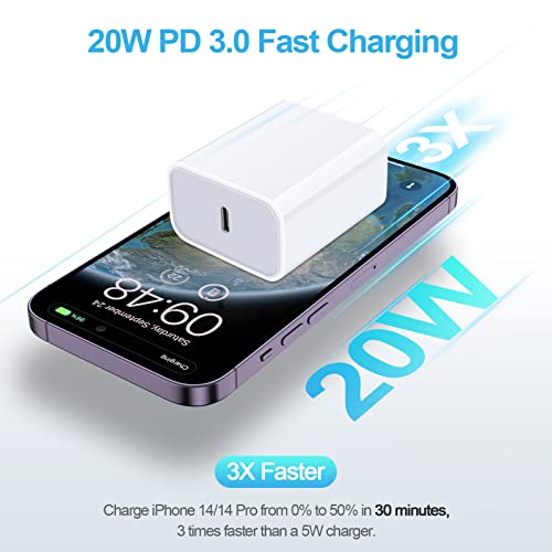 USB-C Charger for iPhone, 20W Fast PD Charger Power Adapter, USB C Plug Block Brick Box Compatible for iPhone SE/14/13/12/11 Pro Max XS X 8,Airpods Pro,MacBook,iPad Pro/Air/Mini,Samsung Galaxy S22 S21