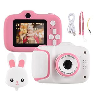 Wennzy Mini Cartoon Kids Digital Camera 1080P Digital Video Camera for Kids 2.0 Inch IPS Screen 4X Zoom Built-in Battery Cute Photo Frames Interesting Games with Neck Strap